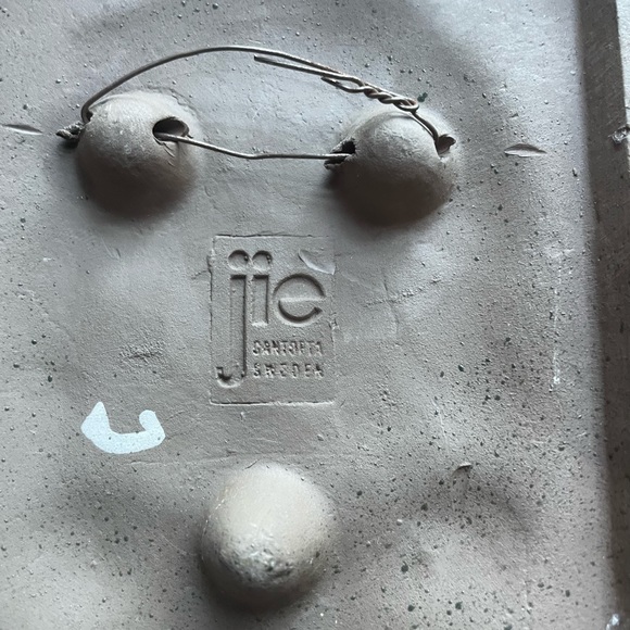 Vintage Jie Gantofta Sweden Ceramic Blue Flower Rectangular Wall Plaque 1970's - Picture 8 of 11